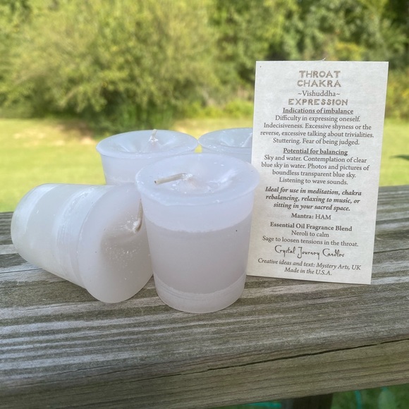 Throat Chakra Expression Meditation Candle 4 pack Crystal Journey Candles - Picture 2 of 8